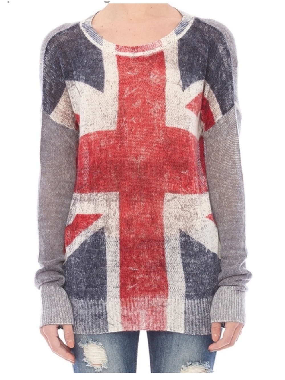 Skull Cashmere UK British Flag Sweater Size Medium 100% Cashmere